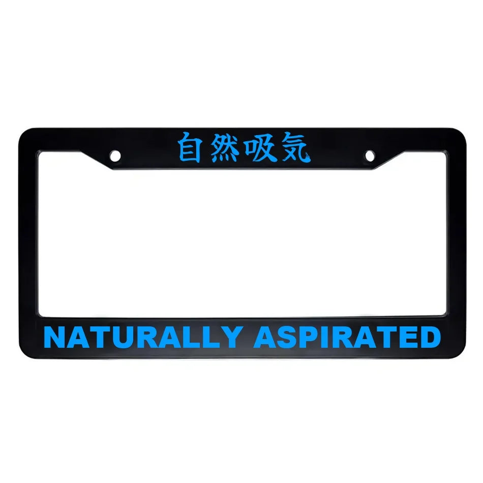 Naturally Aspirated ABS Black Plastic Kanji Japanese License Plate Frame - Blue Text