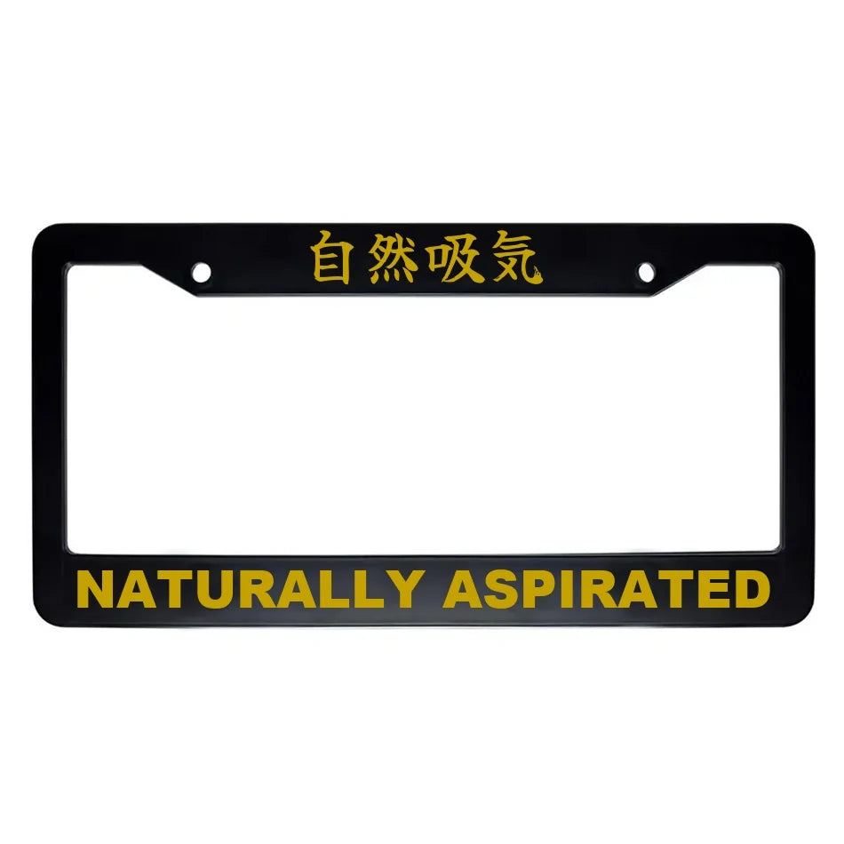 Naturally Aspirated ABS Black Plastic Kanji Japanese License Plate Frame - Gold Text