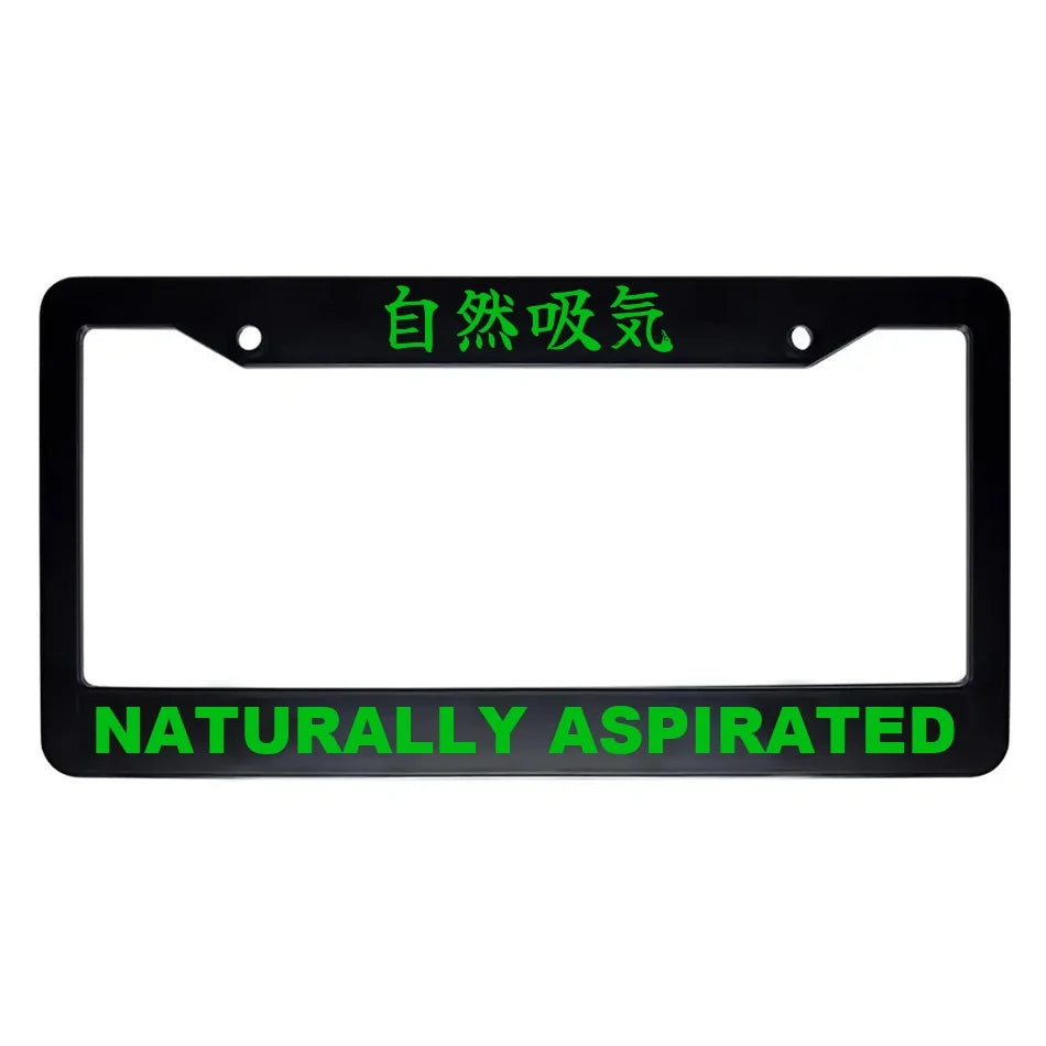 Naturally Aspirated ABS Black Plastic Kanji Japanese License Plate Frame - Green Text
