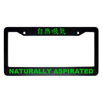 Naturally Aspirated ABS Black Plastic Kanji Japanese License Plate Frame - Green Text