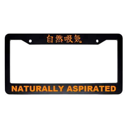 Naturally Aspirated ABS Black Plastic Kanji Japanese License Plate Frame - Orange Text