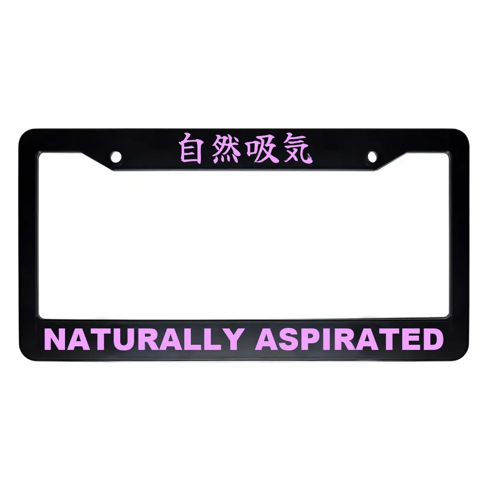 Naturally Aspirated ABS Black Plastic Kanji Japanese License Plate Frame - Pink Text