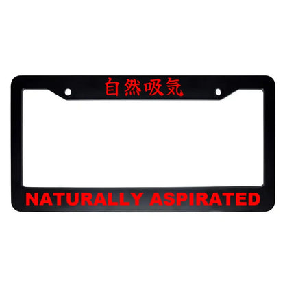 Naturally Aspirated ABS Black Plastic Kanji Japanese License Plate Frame - Red Text