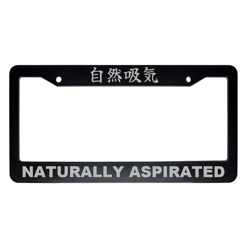 Naturally Aspirated ABS Black Plastic Kanji Japanese License Plate Frame - Silver Text