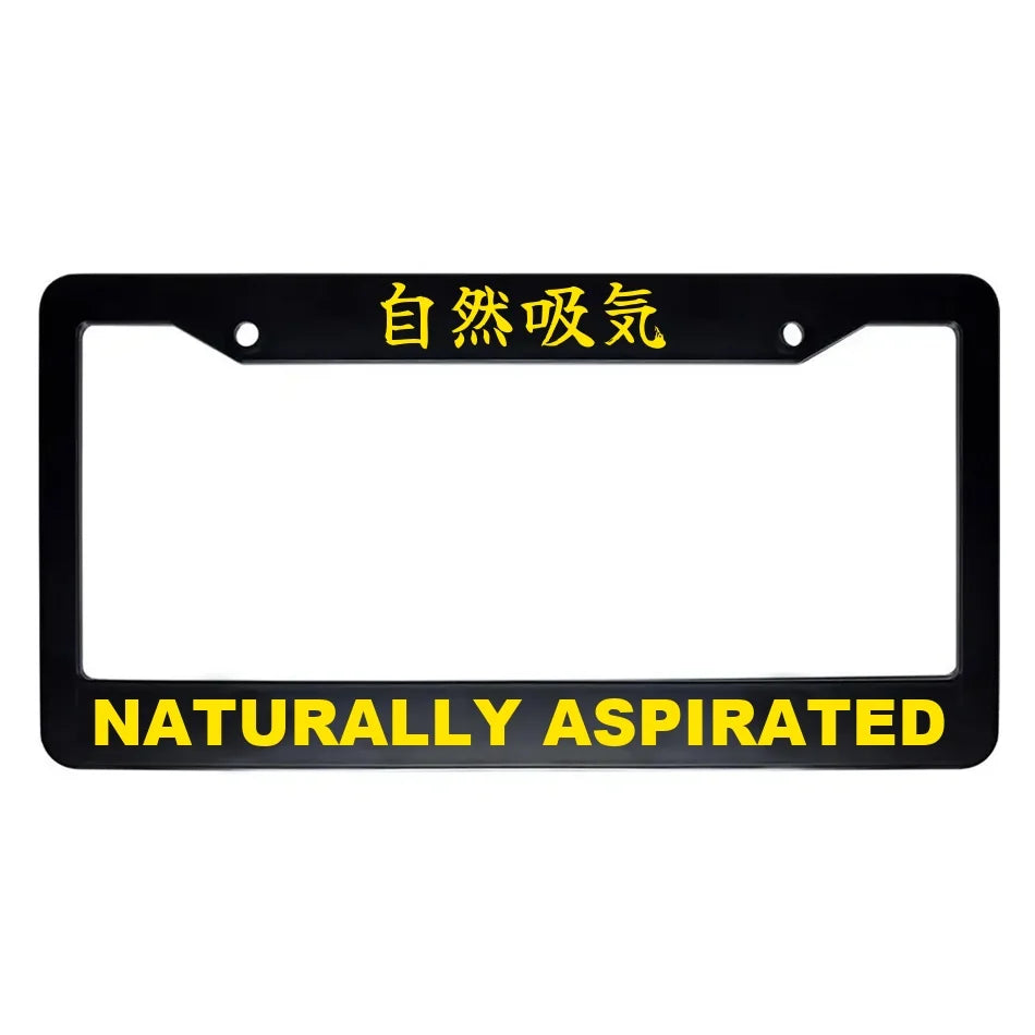 Naturally Aspirated ABS Black Plastic Kanji Japanese License Plate Frame - Yellow Text