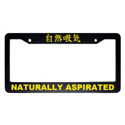 Naturally Aspirated ABS Black Plastic Kanji Japanese License Plate Frame - Yellow Text
