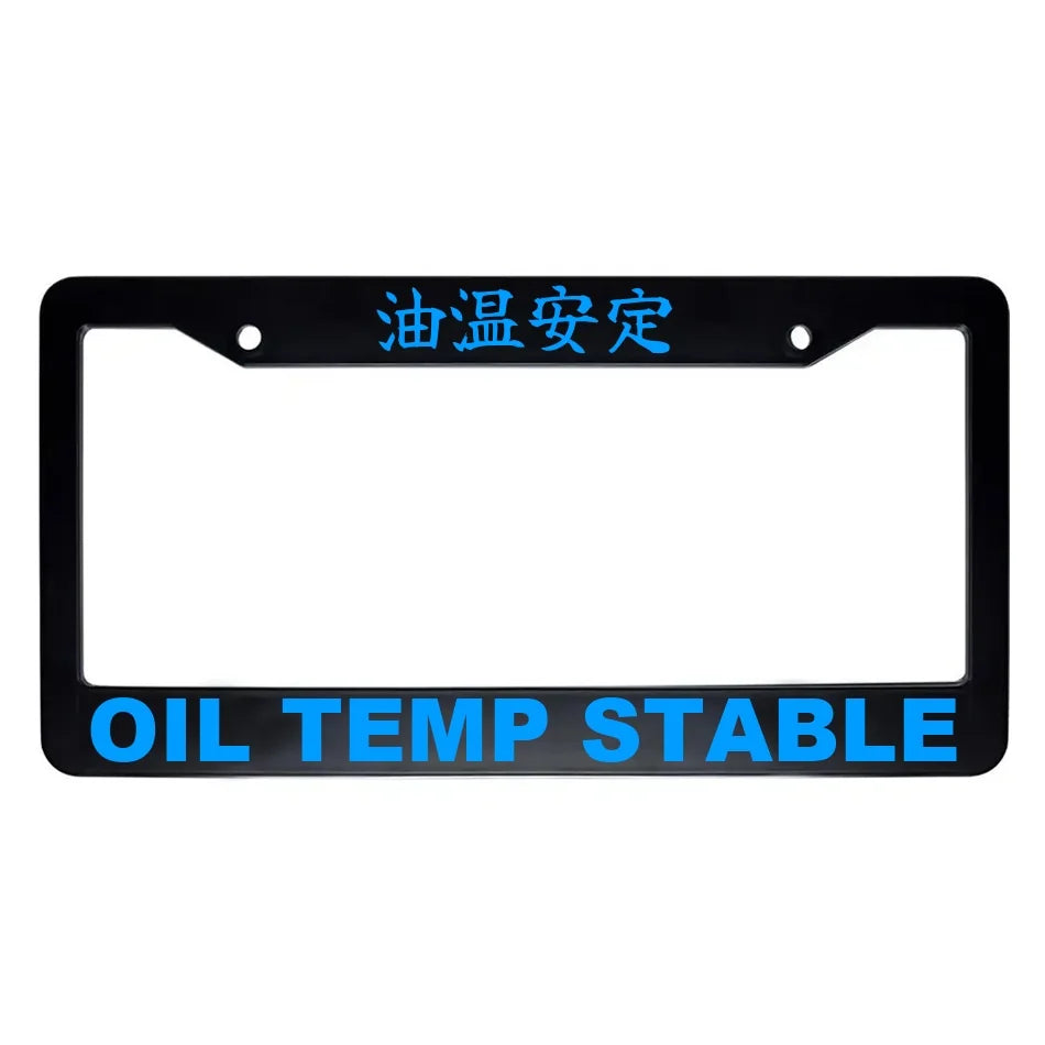 Oil Temp Stable ABS Black Plastic Kanji Japanese License Plate Frame - Blue Text
