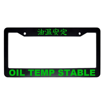 Oil Temp Stable ABS Black Plastic Kanji Japanese License Plate Frame - Green Text