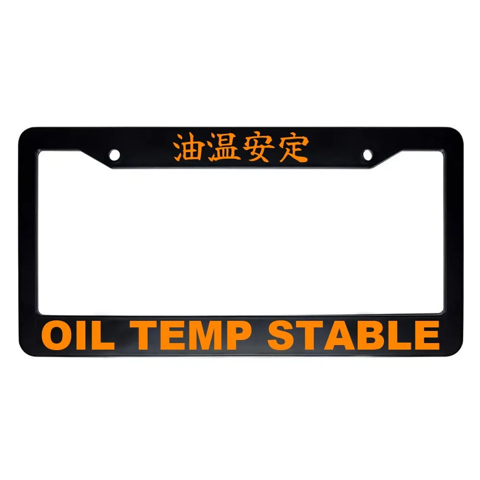 Oil Temp Stable ABS Black Plastic Kanji Japanese License Plate Frame - Orange Text