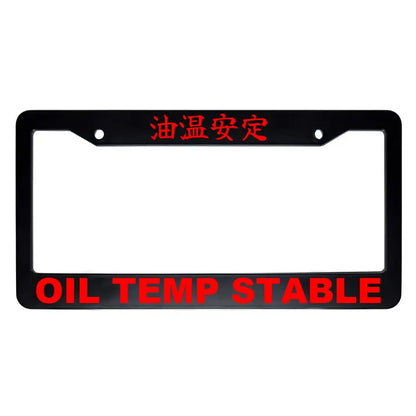 Oil Temp Stable ABS Black Plastic Kanji Japanese License Plate Frame - Red Text
