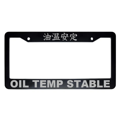 Oil Temp Stable ABS Black Plastic Kanji Japanese License Plate Frame - Silver Text