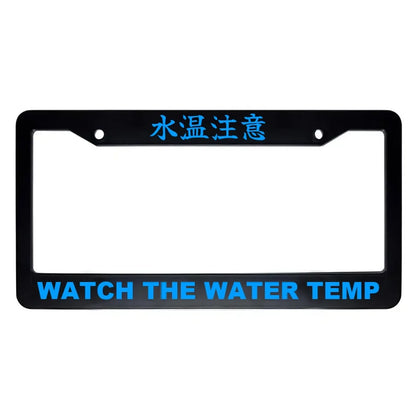 Watch the Water Temp ABS Black Plastic Kanji Japanese License Plate Frame - Blue Text