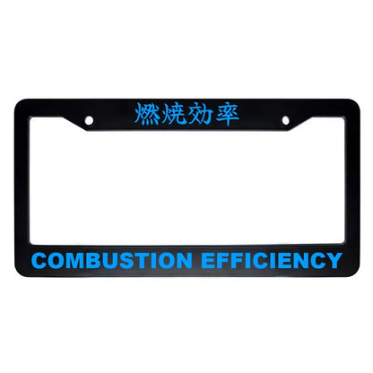 Combustion Efficiency ABS Black Plastic Kanji Japanese License Plate Frame - Blue Text