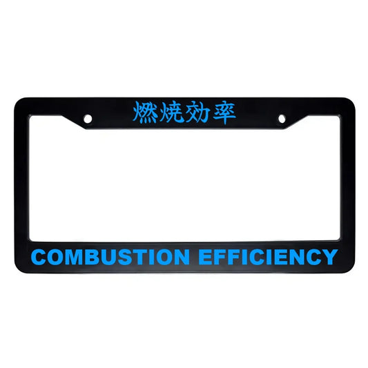 Combustion Efficiency ABS Black Plastic Kanji Japanese License Plate Frame - Blue Text