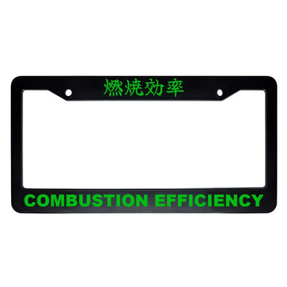 Combustion Efficiency ABS Black Plastic Kanji Japanese License Plate Frame - Green Text