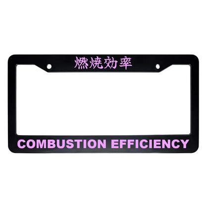 Combustion Efficiency ABS Black Plastic Kanji Japanese License Plate Frame - Pink Text