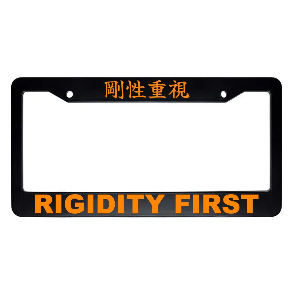 Rigidity First ABS Black Plastic Kanji Japanese License Plate Frame - Orange Text
