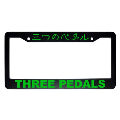 Three Pedals ABS Black Plastic Kanji Japanese License Plate Frame - Green Text