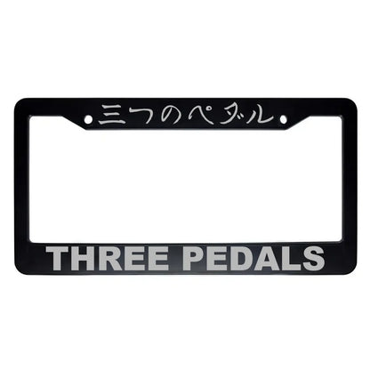 Three Pedals ABS Black Plastic Kanji Japanese License Plate Frame - Silver Text
