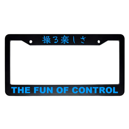 The Fun of Control ABS Black Plastic Kanji Japanese License Plate Frame - Blue Text