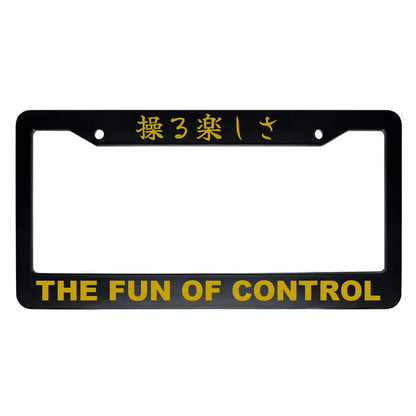 The Fun of Control ABS Black Plastic Kanji Japanese License Plate Frame - Gold Text
