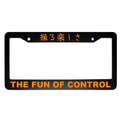 The Fun of Control ABS Black Plastic Kanji Japanese License Plate Frame - Orange Text