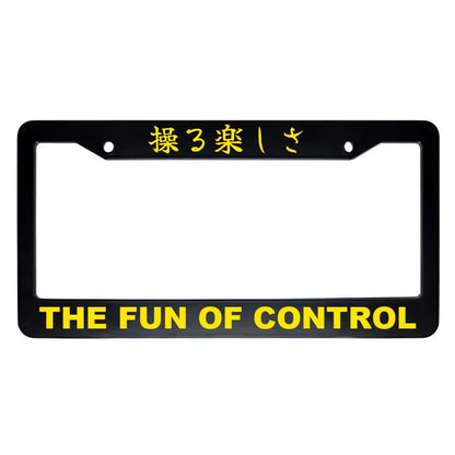 The Fun of Control ABS Black Plastic Kanji Japanese License Plate Frame - Yellow Text