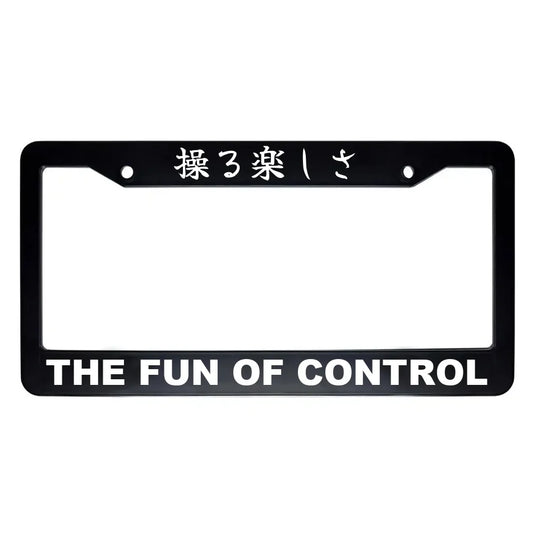The Fun of Control ABS Black Plastic Kanji Japanese License Plate Frame - White Text