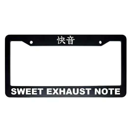 Sweet Exhaust Note ABS Black Plastic Kanji Japanese License Plate Frame - White Text