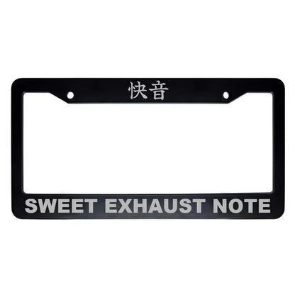 Sweet Exhaust Note ABS Black Plastic Kanji Japanese License Plate Frame - Silver Text