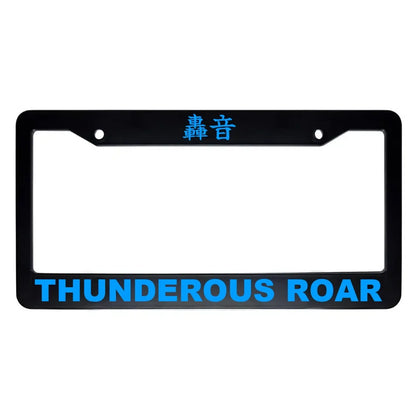 Thunderous Roar ABS Black Plastic Kanji Japanese License Plate Frame - Blue Text
