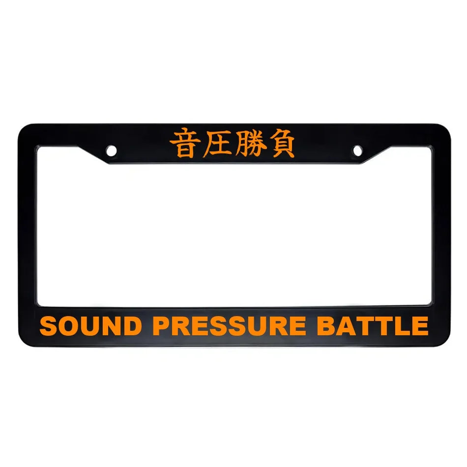 Sound Pressure Battle ABS Black Plastic Kanji Japanese License Plate Frame - Orange Text