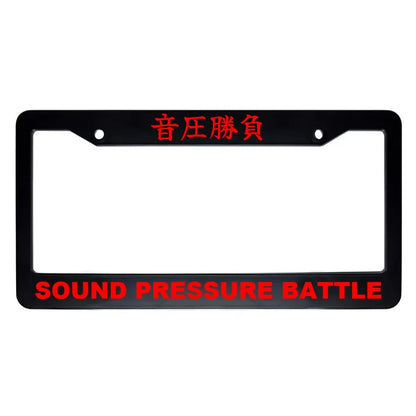 Sound Pressure Battle ABS Black Plastic Kanji Japanese License Plate Frame - Red Text