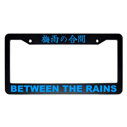 Between the Rains ABS Black Plastic Kanji Japanese License Plate Frame - Blue Text