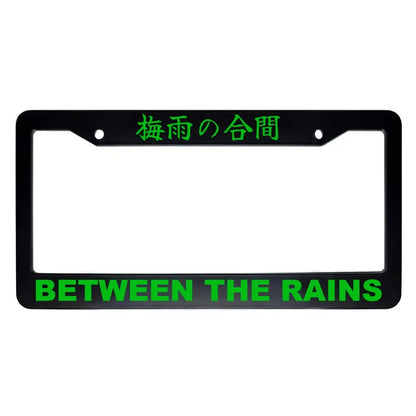Between the Rains ABS Black Plastic Kanji Japanese License Plate Frame - Green Text
