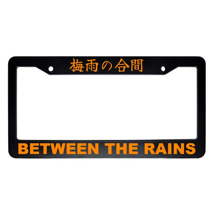 Between the Rains ABS Black Plastic Kanji Japanese License Plate Frame - Orange Text