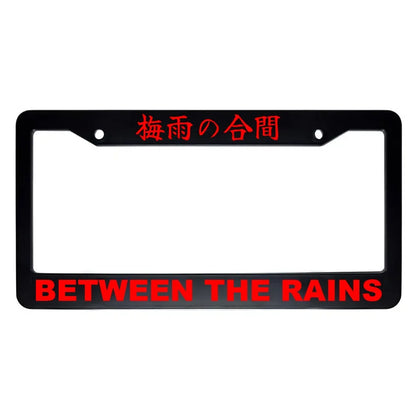 Between the Rains ABS Black Plastic Kanji Japanese License Plate Frame - Red Text