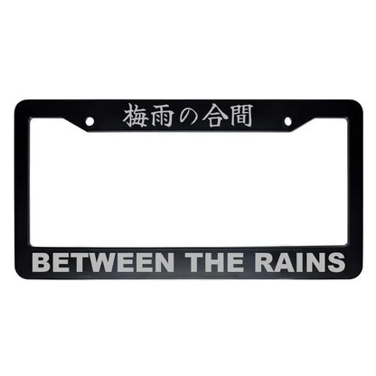 Between the Rains ABS Black Plastic Kanji Japanese License Plate Frame - Silver Text