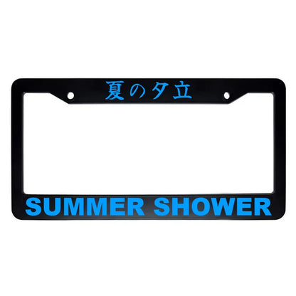 Summer Shower ABS Black Plastic Kanji Japanese License Plate Frame - Blue Text