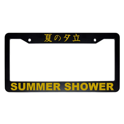 Summer Shower ABS Black Plastic Kanji Japanese License Plate Frame - Gold Text