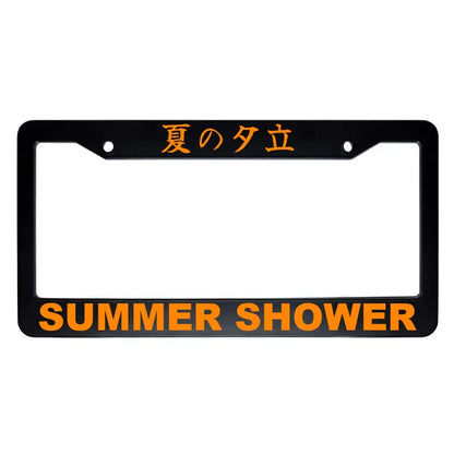 Summer Shower ABS Black Plastic Kanji Japanese License Plate Frame - Orange Text
