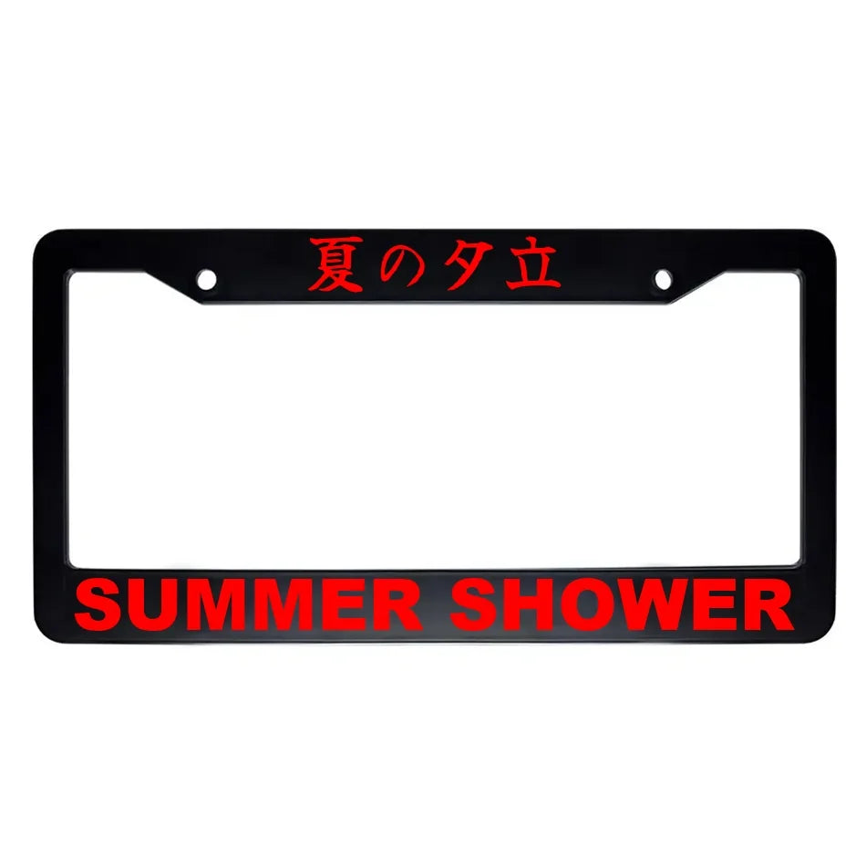 Summer Shower ABS Black Plastic Kanji Japanese License Plate Frame - Red Text