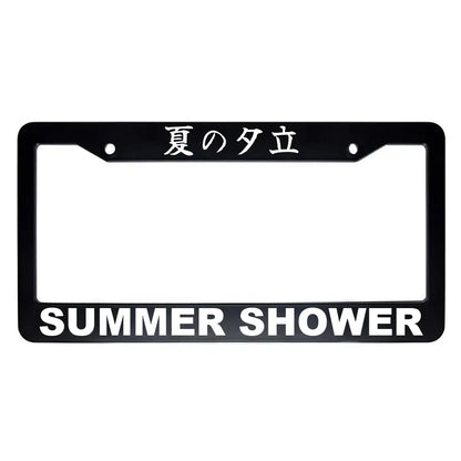 Summer Shower ABS Black Plastic Kanji Japanese License Plate Frame - White Text