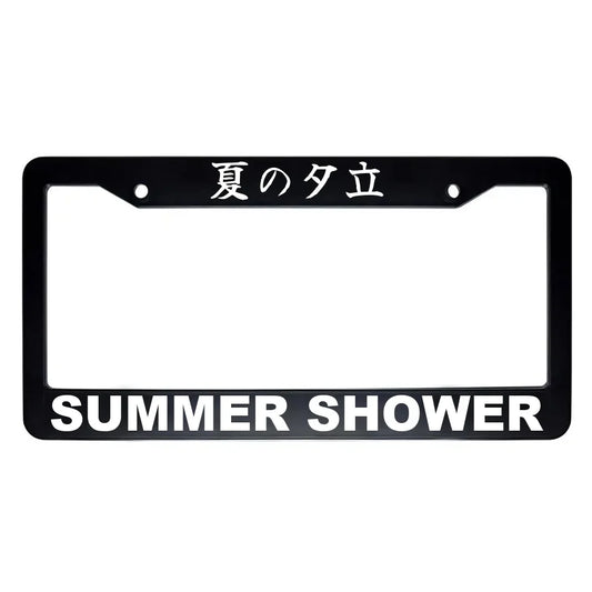 Summer Shower ABS Black Plastic Kanji Japanese License Plate Frame - White Text