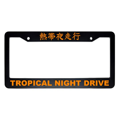 Tropical Night Drive ABS Black Plastic Kanji Japanese License Plate Frame - Orange Text