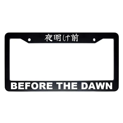 Before the Dawn ABS Black Plastic Kanji Japanese License Plate Frame - White Text