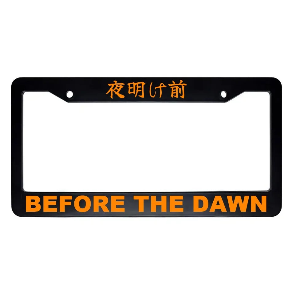 Before the Dawn ABS Black Plastic Kanji Japanese License Plate Frame - Orange Text
