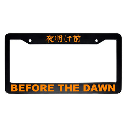 Before the Dawn ABS Black Plastic Kanji Japanese License Plate Frame - Orange Text
