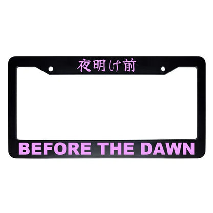 Before the Dawn ABS Black Plastic Kanji Japanese License Plate Frame - Pink Text