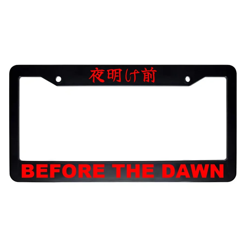 Before the Dawn ABS Black Plastic Kanji Japanese License Plate Frame - Red Text